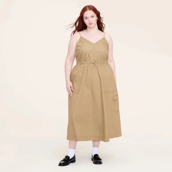 Woolrich NWT 3X Khaki Utility Midi Dress - Picture 2 of 5